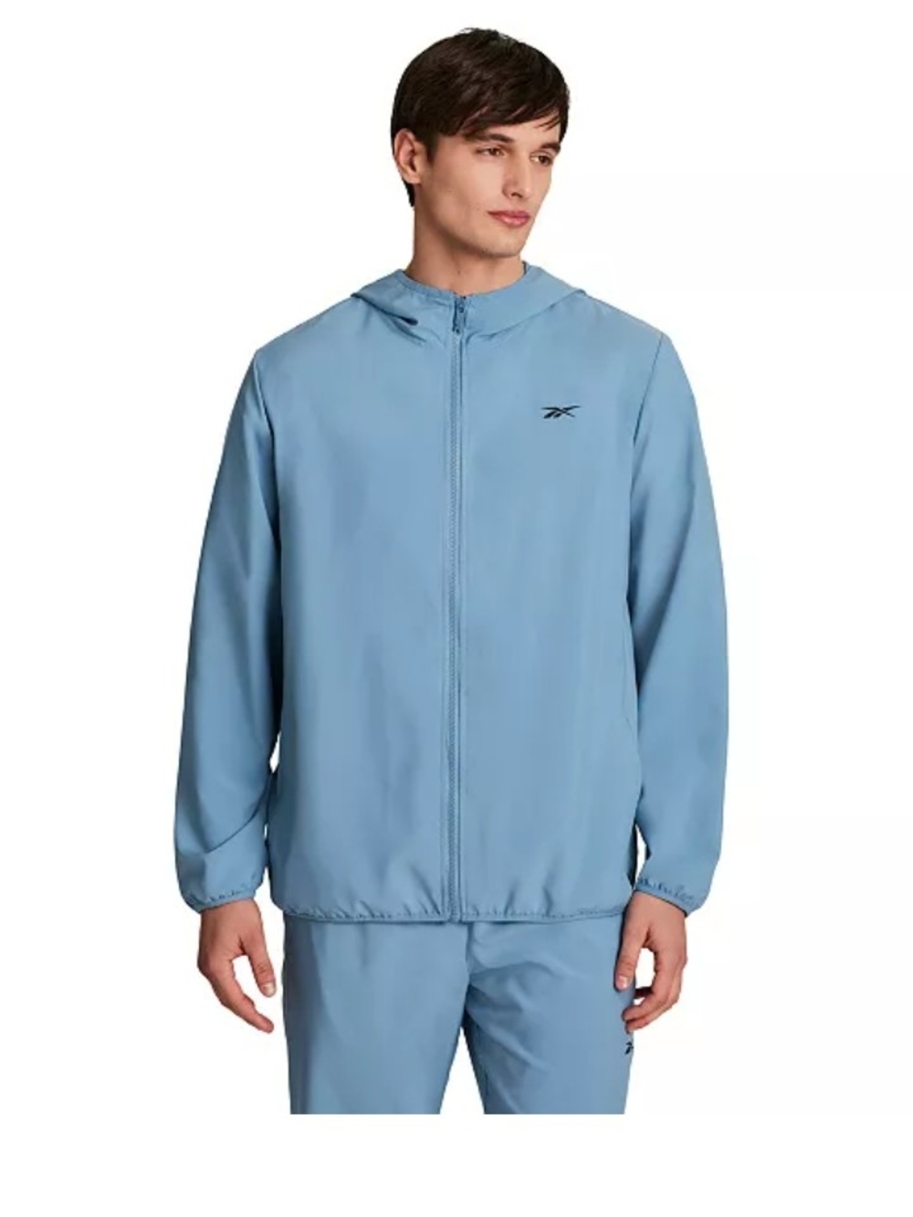 Reebok Men’s Sky Blue Hooded Full-Zip Windbreaker